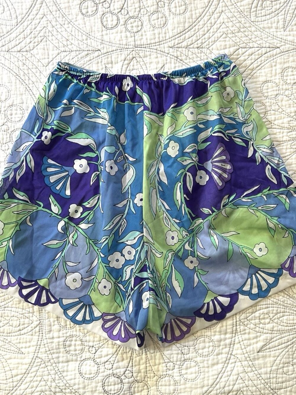 EMILIO PUCCI Vintage Pleated Tap Pants XS Rogers MOD 60's Blue Floral - Picture 4 of 5